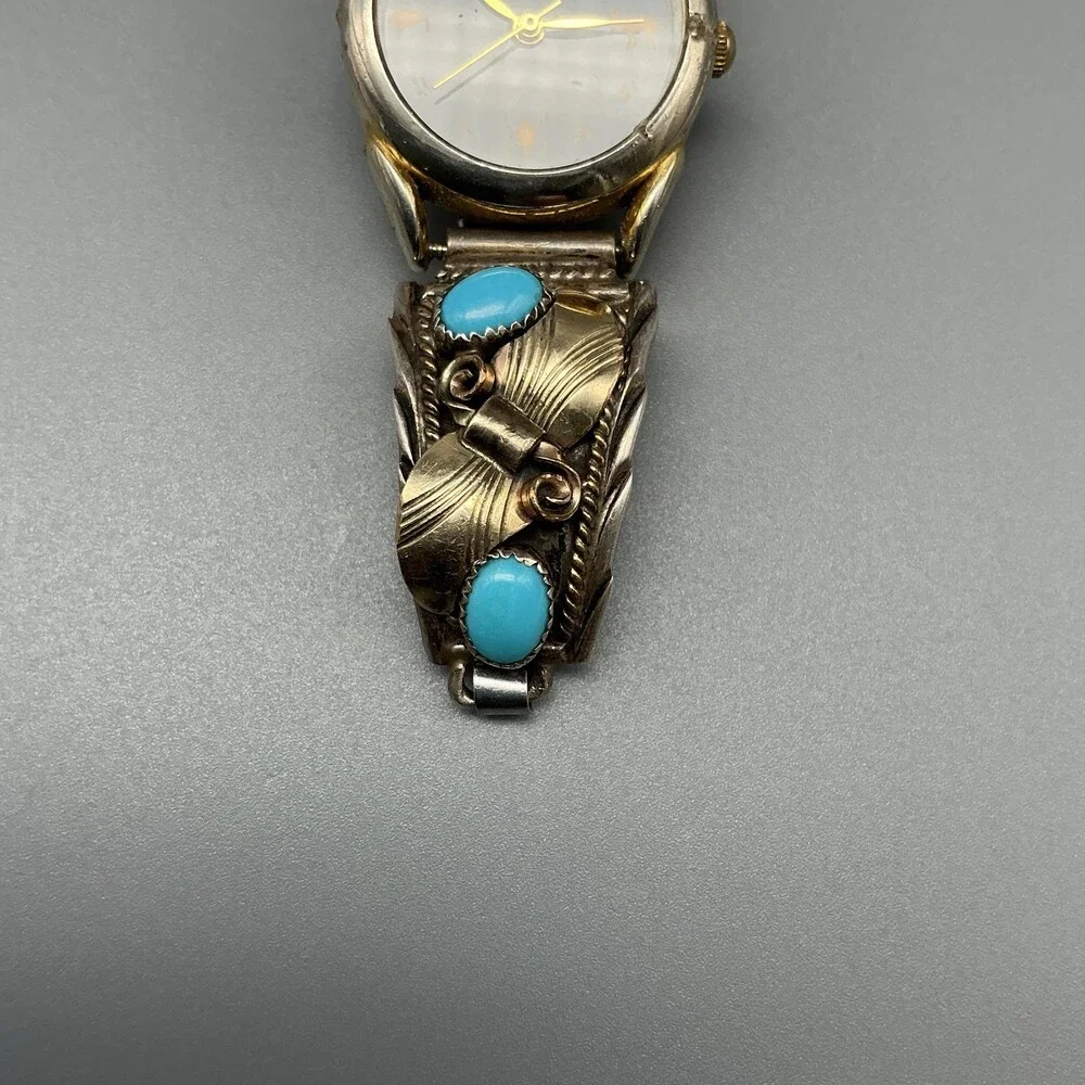 Vintage Skyway Trading Company Women Watch 24mm Sterling Turquoise Tips New Batt